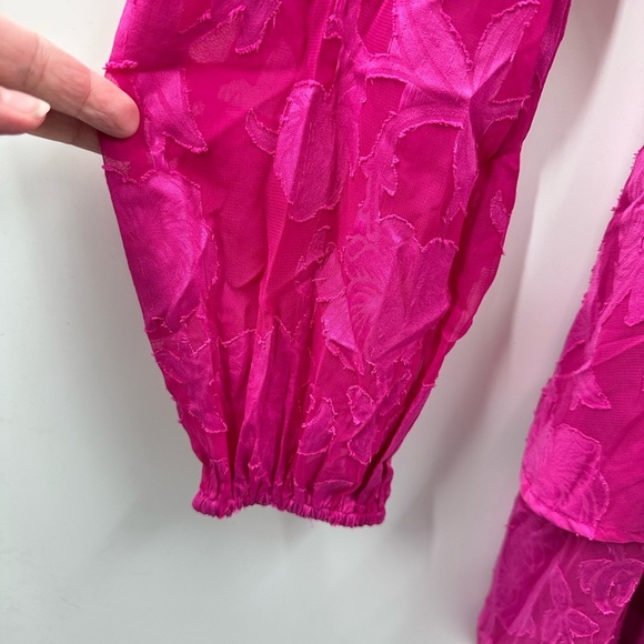 BAND OF THE FREE Kiss me fuchsia peplum ruffled textured party mini dress NWT M - Picture 7 of 16